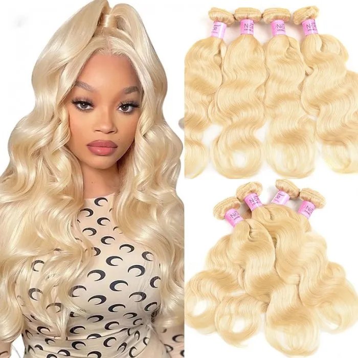 Hair 613 Blonde Virgin Human Hair Wave 4 Bundles Body Wave Hair Weft